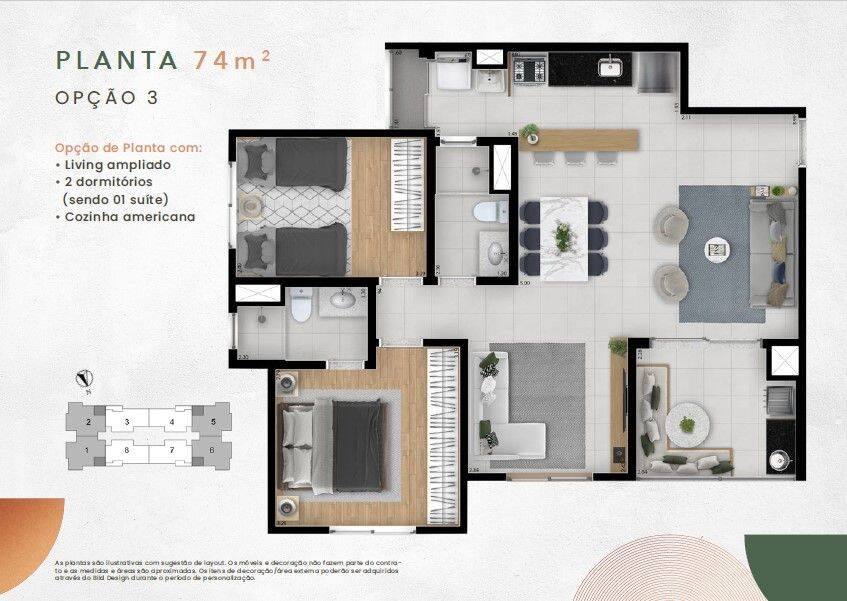 Apartamento, 3 quartos, 74 m² - Foto 3