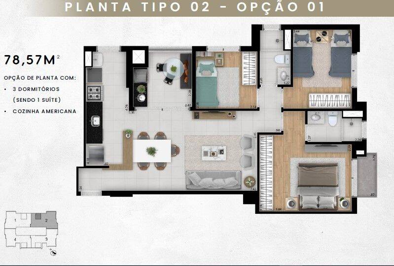 Apartamento, 3 quartos, 78 m² - Foto 9
