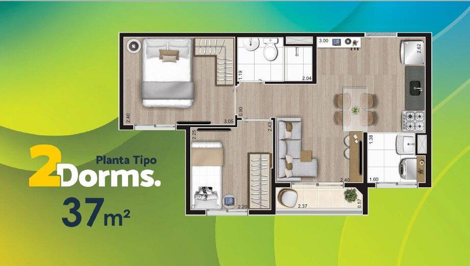 Apartamento, 2 quartos, 37 m² - Foto 16
