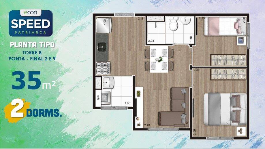 Apartamento, 2 quartos, 35 m² - Foto 2