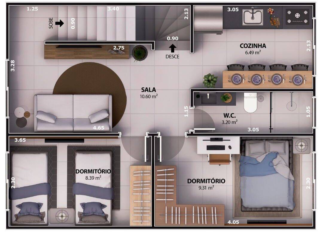 Sobrado, 3 quartos, 78 m² - Foto 9